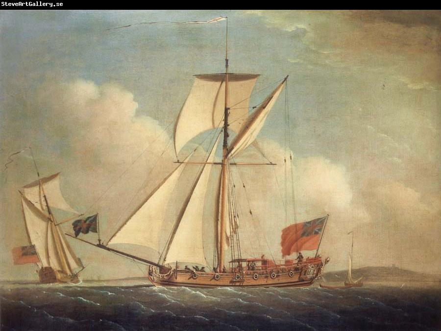 Monamy, Peter English Cutter-righged yacht in two positions